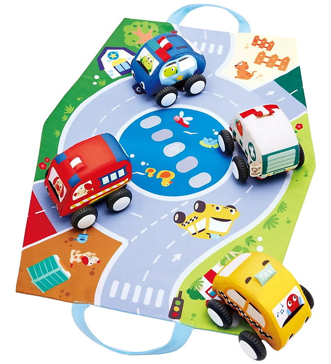 Hape Bilsæt - Pull-Back Plush Car Set - 4-pak