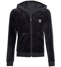 adidas Originals Hættetrøje - VELOUR Z HOODIE - Sort/Hvid adidas Originals Hættetrøje - VELOUR Z HOODIE - Sort/Hvid