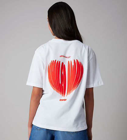 LMTD T-shirt - NlfHeart - Bright White/Rød