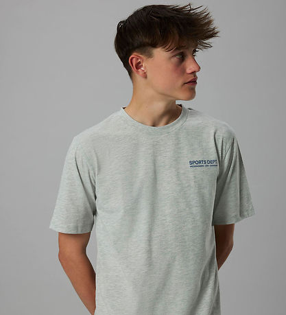 LMTD T-shirt - NlnMoods - Light Grey Melange/Dark Sapphire m. Pr