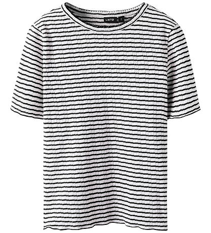 LMTD T-shirt - NlfSeher - Black Coffee/Hvid m. Hulmønster