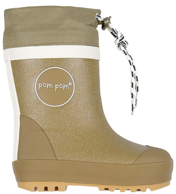 Pom Pom Termostøvler - Gold Glitter