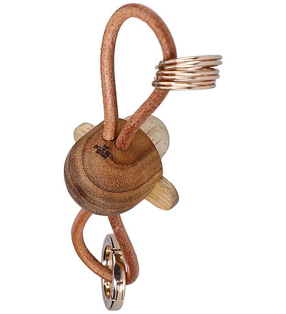 Kay Bojesen Nøglering - Abe/Guld - Naturlæder Teak/Limba