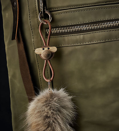 Kay Bojesen Nøglering - Abe/Guld - Naturlæder Teak/Limba