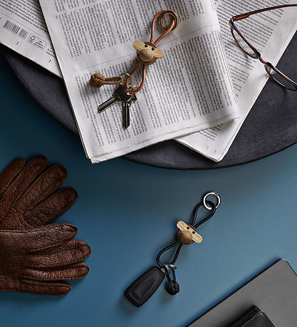 Kay Bojesen Nøglering - Abe/Guld - Naturlæder Teak/Limba