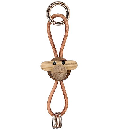 Kay Bojesen Nøglering - Abe/Guld - Naturlæder Teak/Limba