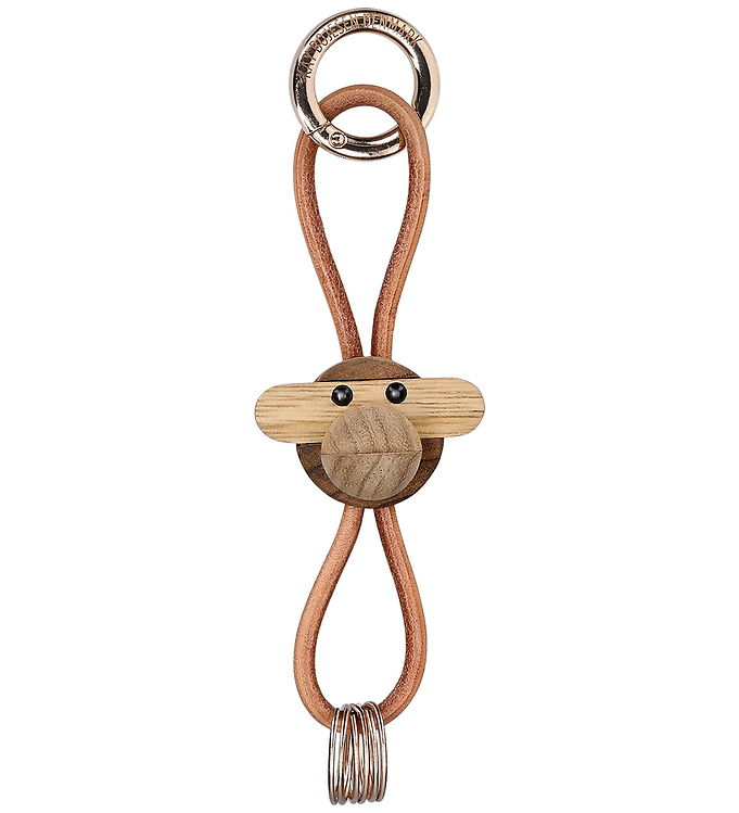 Ikonisk nøglering fra Kay Bojsen Abe guldtonet metal nøglering og natur læder - Jacobsen Plus