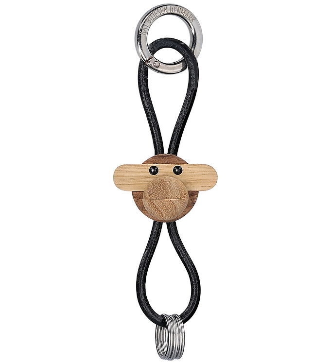 Ikonisk nøglering fra Kay Bojsen Abe sølvtonet metal nøglering og sort læder - Jacobsen Plus