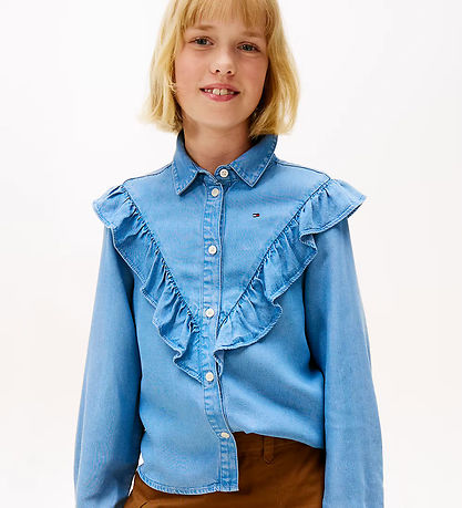 Tommy Hilfiger Skjorte - Denim - Blå m. Flæser Tommy Hilfiger Skjorte - Denim - Blå m. Flæser