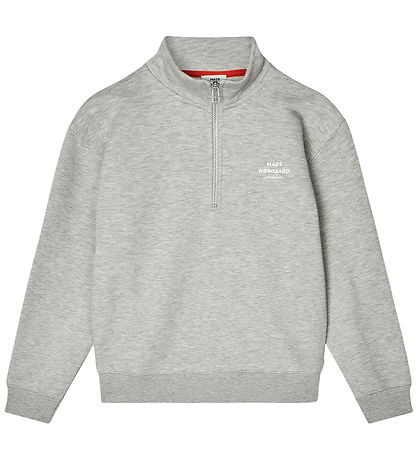 Mads Nørgaard Sweatshirt w. Zipper - Grey Melange