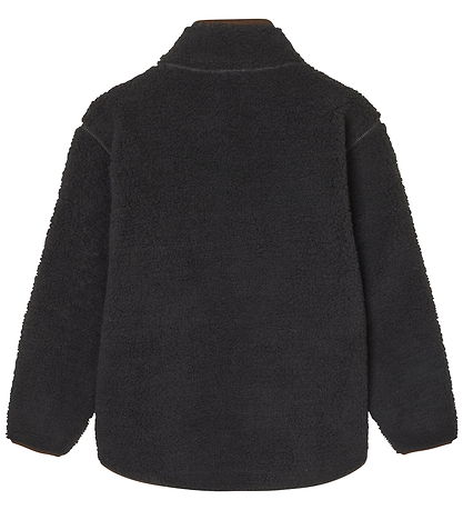 Mads Nørgaard Fleecejakke - Teddy - Jeffo - Jet Black m. Brun