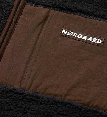 Mads Nørgaard Fleecejakke - Teddy - Jeffo - Jet Black m. Brun
