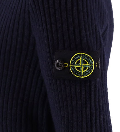 Stone Island Bluse - Uld/Viskose - Navy m. Hvid Stone Island Bluse - Uld/Viskose - Navy m. Hvid