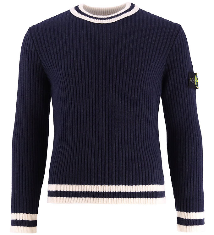 Stone Island Bluse - Uld/Viskose - Navy m. Hvid