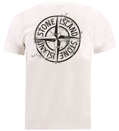 Stone Island T-shirt - Natural White m. Print Stone Island T-shirt - Natural White m. Print