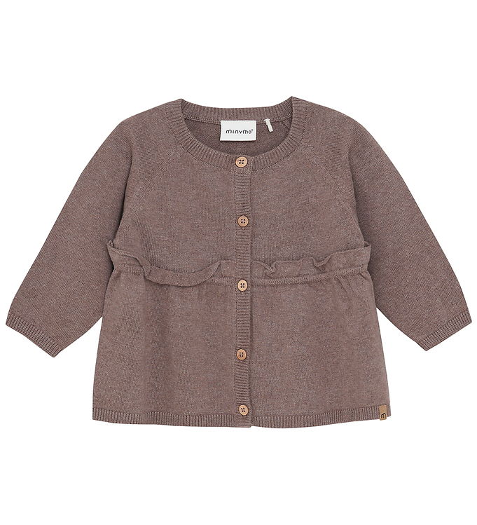Minymo Cardigan - Strik - Dark Brown Melange