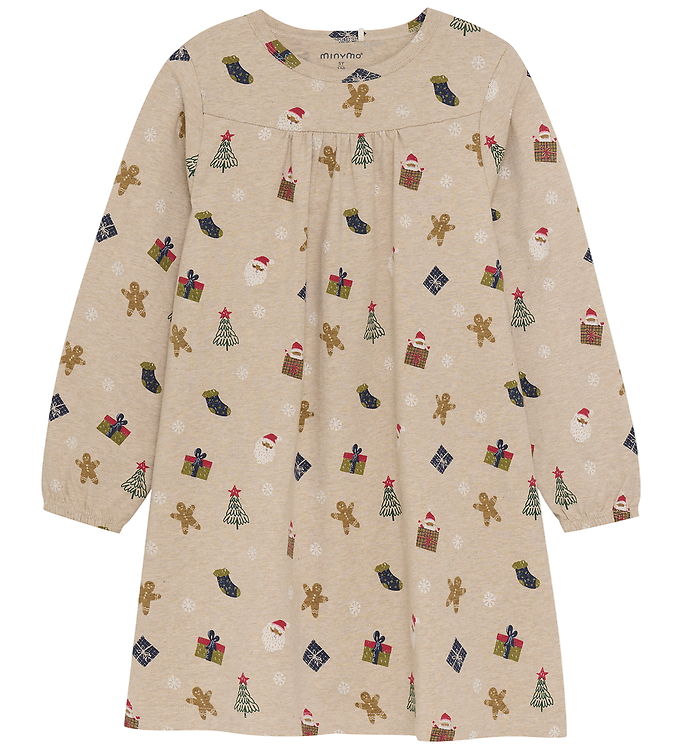 Minymo Natkjole - AOP - Beige Melange