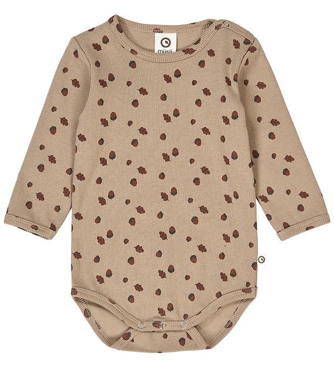 Müsli Body l/æ - Rib - Acorn - Beige/Root/Deep Green