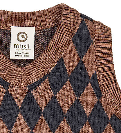 Müsli Vest - Strik - Harlequin - Root