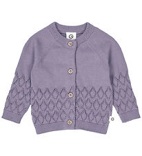 Müsli Cardigan - Stickad - Leaf - Lilac Dimma m. Hålmönster Müsli Cardigan - Stickad - Leaf - Lilac Dimma m. Hålmönster
