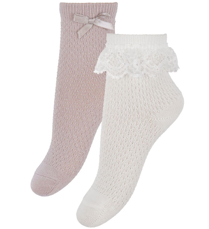 Name It Strømper - 2-pak - Uld/Bomuld - NmfWakma - Snow White/1x