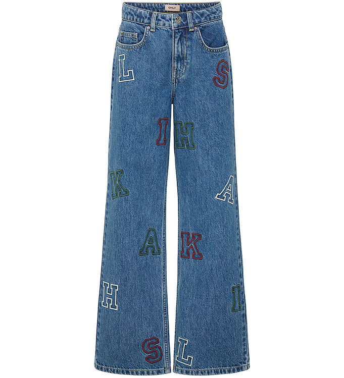 Kids Only Jeans - Wide - KogJuicy - Medium Blue Denim/Letters