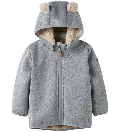 Name It Softshelljakke m. Fleece - NbnMada08 - Grey Melange m. Ø