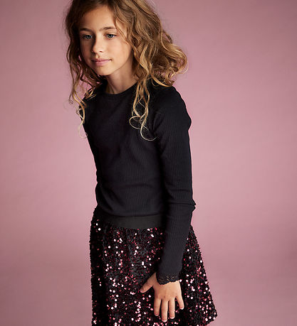 Creamie Bluse - Rib - Model/Bomuld - Sort