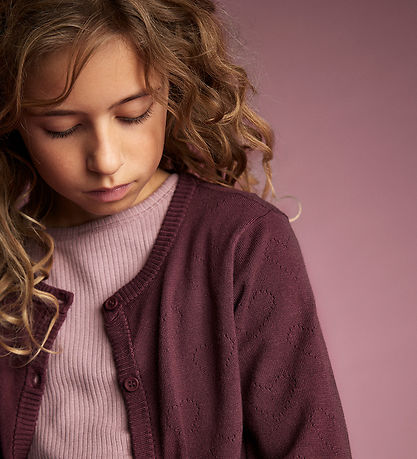 Creamie Cardigan - Viskose/Nylon - Pointelle - Vineyard Wine