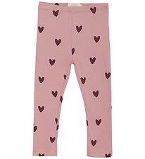 Creamie Leggings - Rib - Woodrose m. Hjerter Creamie Leggings - Rib - Woodrose m. Hjerter