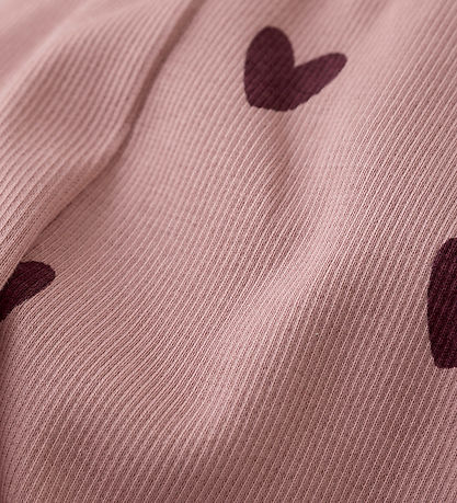 Creamie Leggings - Rib - Woodrose m. Hjerter