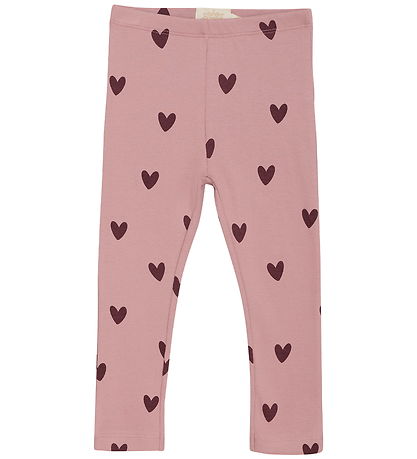 Creamie Leggings - Rib - Woodrose m. Hjerter