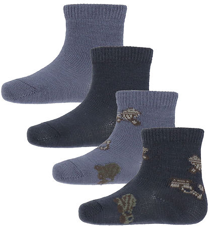 Name It Strømper - Uld/Bomuld - 4 pak - NbmWak - Folkstone Gray/