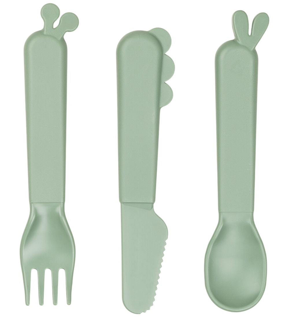 Kiddish Cutlery Set Deer Friends Green