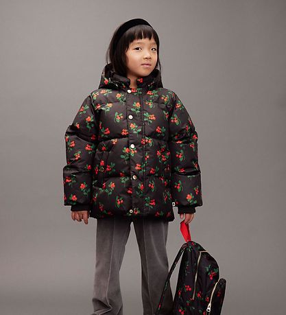 Mini Rodini Vinterjakke - Lingonberries Hooded Puffer - Sort