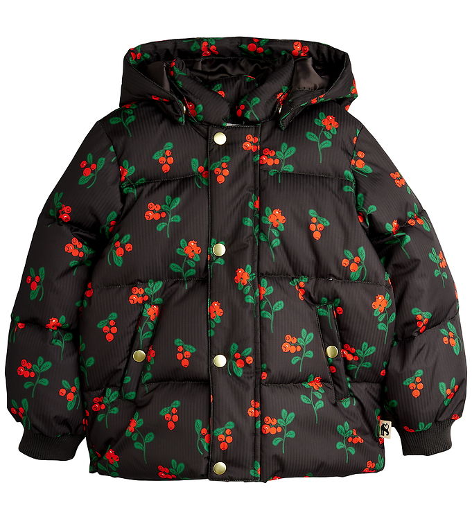 Mini Rodini Dynejakke - Lingonberries Hooded Puffer - Sort