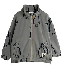 Mini Rodini Fleecejakke - Penguin - Grå Mini Rodini Fleecejakke - Penguin - Grå