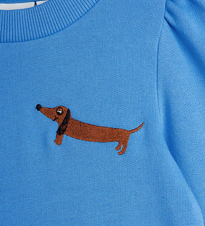 Mini Rodini Kjole - Sweat - Dog - Blå