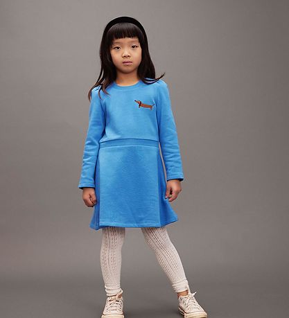 Mini Rodini Kjole - Sweat - Dog - Blå