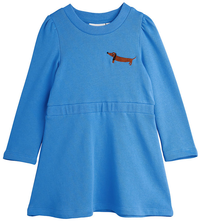Mini Rodini Kjole - Sweat - Dog - Blå