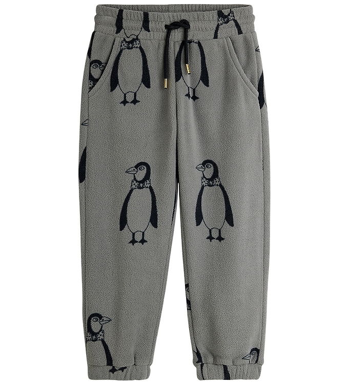 Mini Rodini Fleecebukser - Penguin - Grå