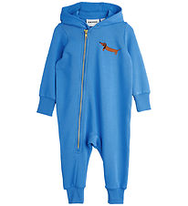 Mini Rodini Heldragt - Dog - Baby Onesie - Blå Mini Rodini Heldragt - Dog - Baby Onesie - Blå