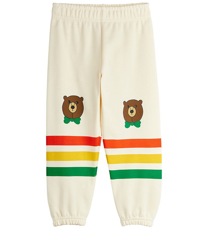 Mini Rodini Sweatpants - Bear Stripe - Off-White