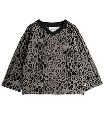 Mini Rodini Bluse - Leopard Brushed Top - Grå/Sort Mini Rodini Bluse - Leopard Brushed Top - Grå/Sort