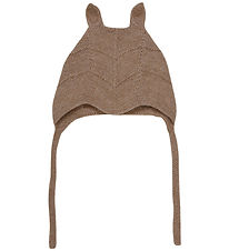 Huttelihut Babyhjelm m. Ører - Alpakauld - Strik - Camel Melange Huttelihut Babyhjelm m. Ører - Alpakauld - Strik - Camel Melange