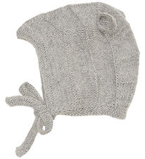 Huttelihut Babyhjelm m. Ører - Alpakauld - Strik - Gråmeleret Huttelihut Babyhjelm m. Ører - Alpakauld - Strik - Gråmeleret