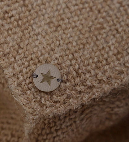 Huttelihut Babyhjelm m. Kvast - Alpakauld - Strik - Camel Melang