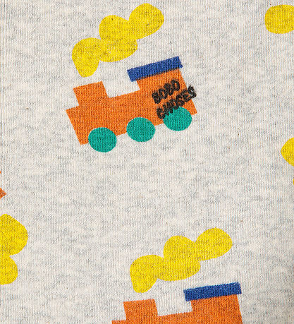 Bobo Choses Leggings - Choo Choo All Over - Light Grey Heather