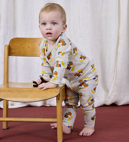 Bobo Choses Leggings - Choo Choo All Over - Light Grey Heather