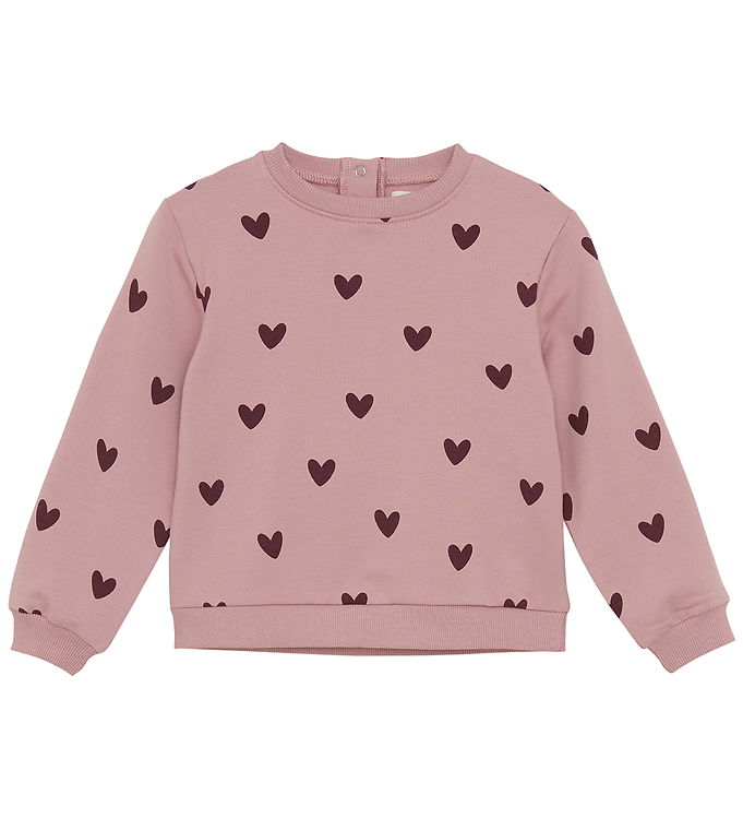 Creamie Sweatshirt - Woodrose m. Hjerter